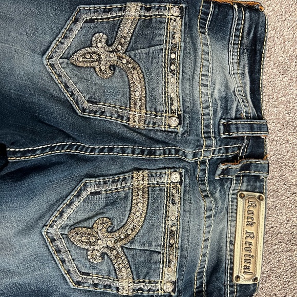 Rock Revival Dark Blue Distressed Skinny Jeans - Picture 4 of 7